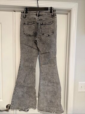 VERVET BY FLYING MONKEY Grey Acid-Wash Flare Jeans